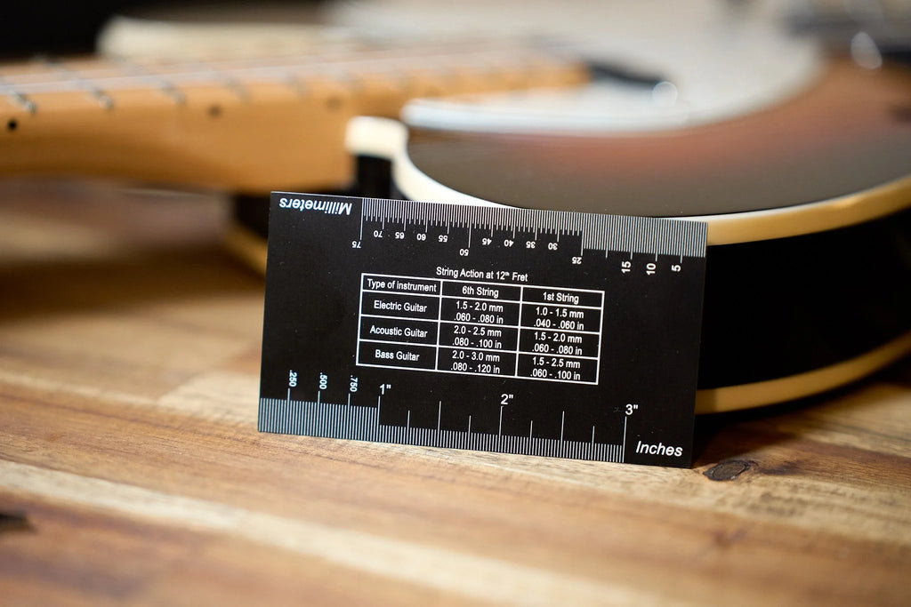 FRTLZR® Checkcard String Action Gauge for Guitar Setup.