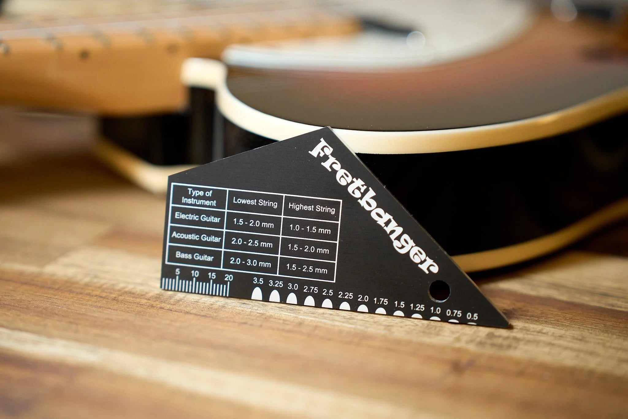 FRTLZR® Fretbanger Fretrocker and String Action Gauge.