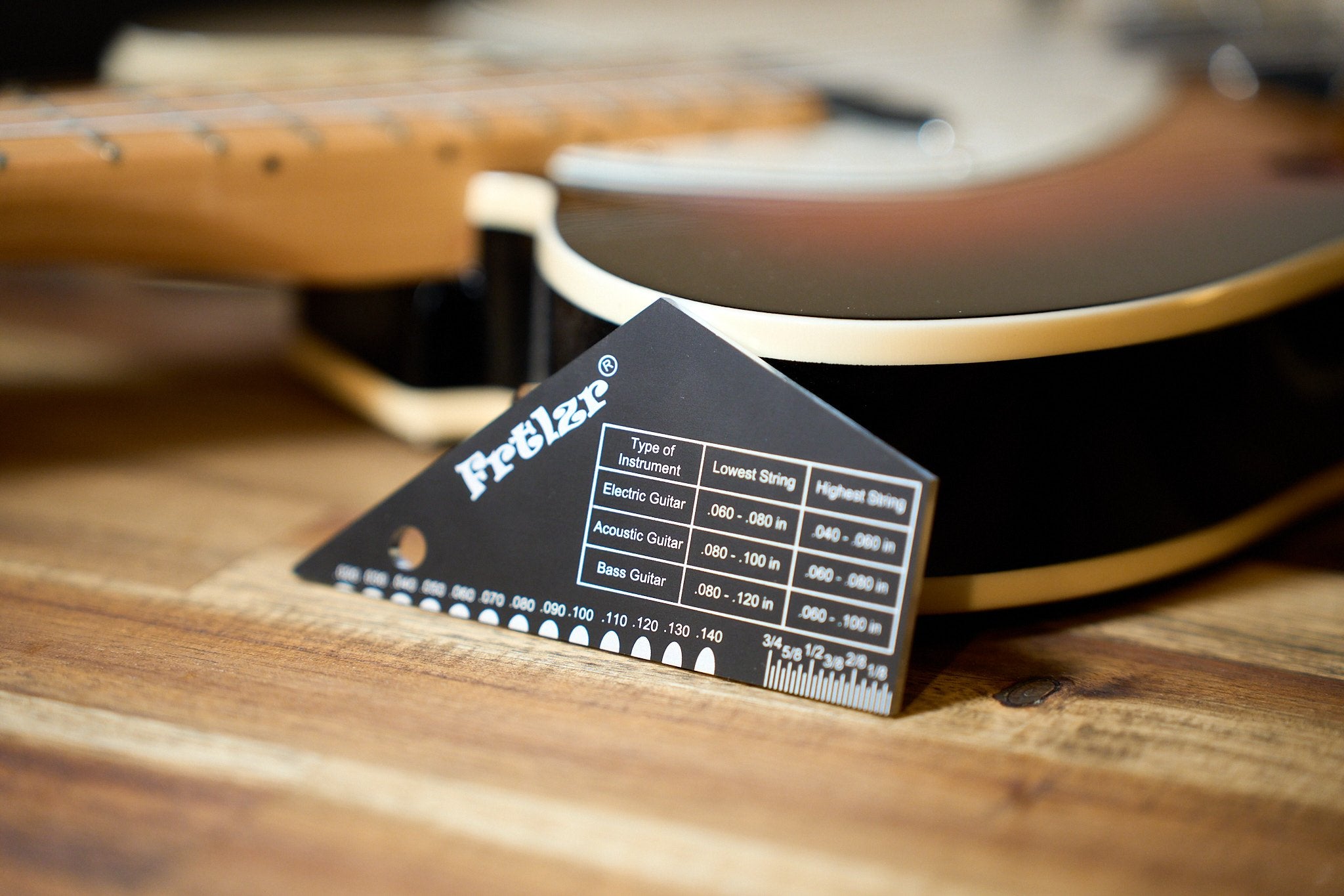 FRTLZR® Fretbanger Fretrocker and String Action Gauge.