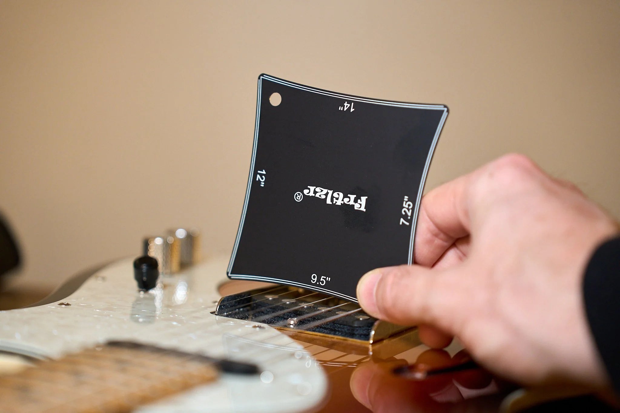 FRTLZR® Radius Gauge with Fret Slot Depth Indicators.