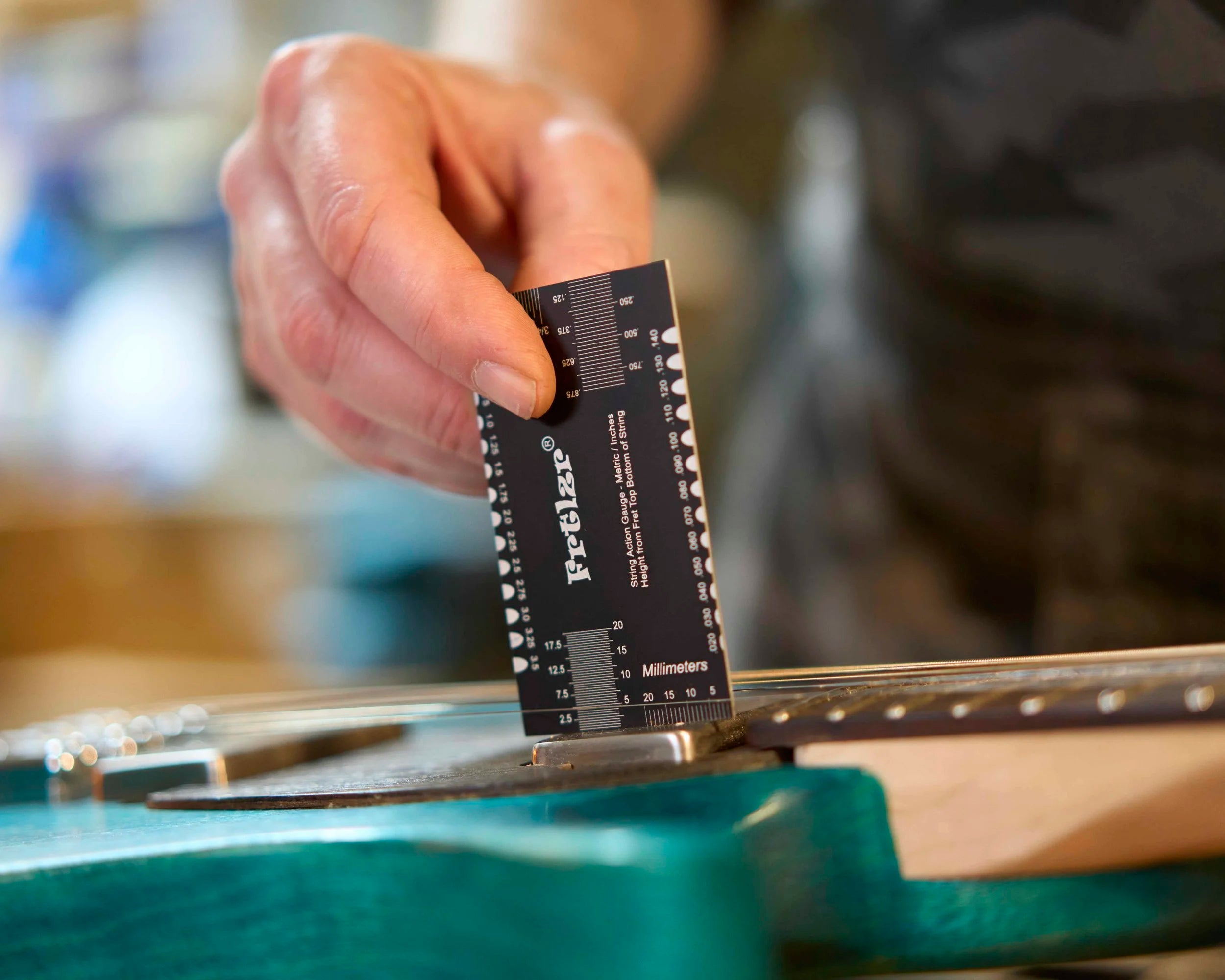 FRTLZR® Checkcard String Action Gauge for Guitar Setup.