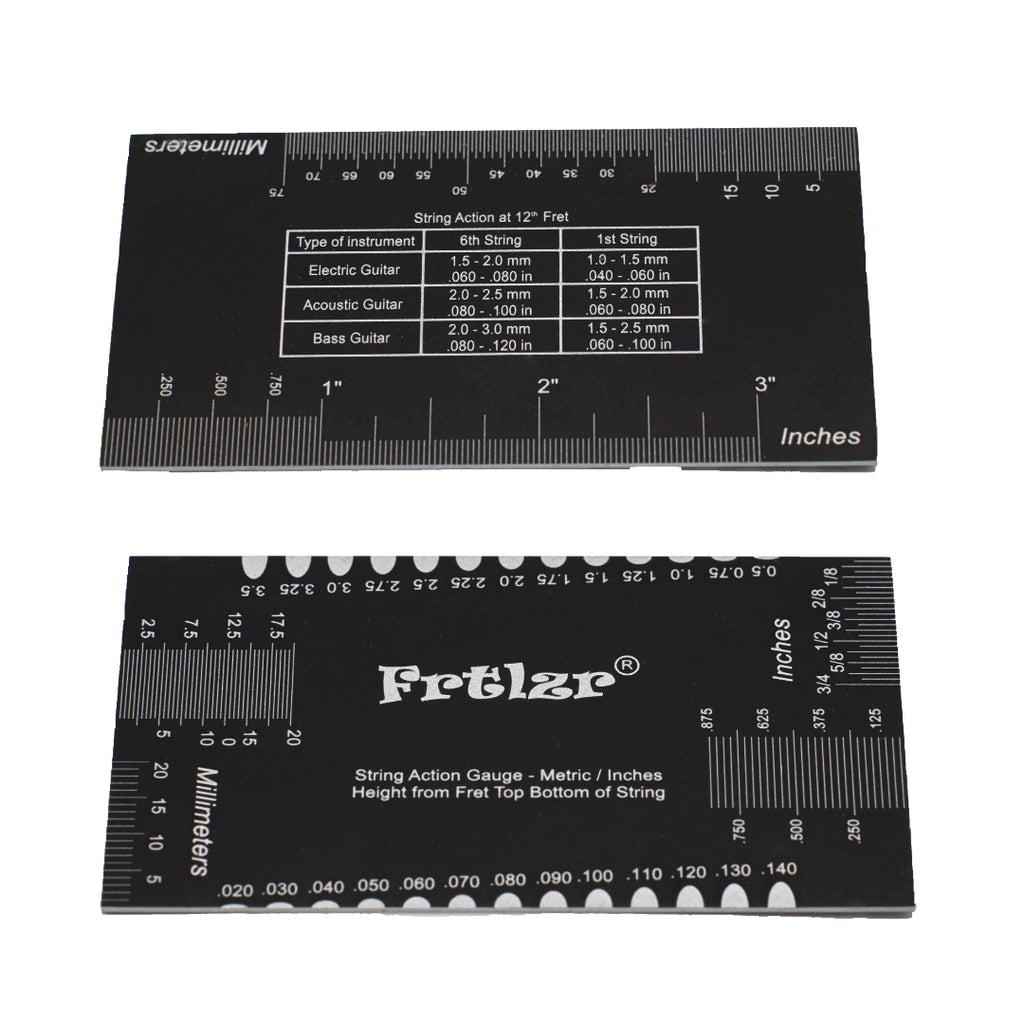 FRTLZR® Checkcard String Action Gauge for Guitar Setup.