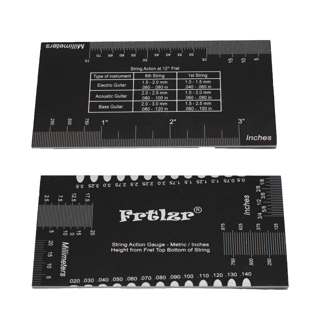 FRTLZR® Checkcard String Action Gauge for Guitar Setup.