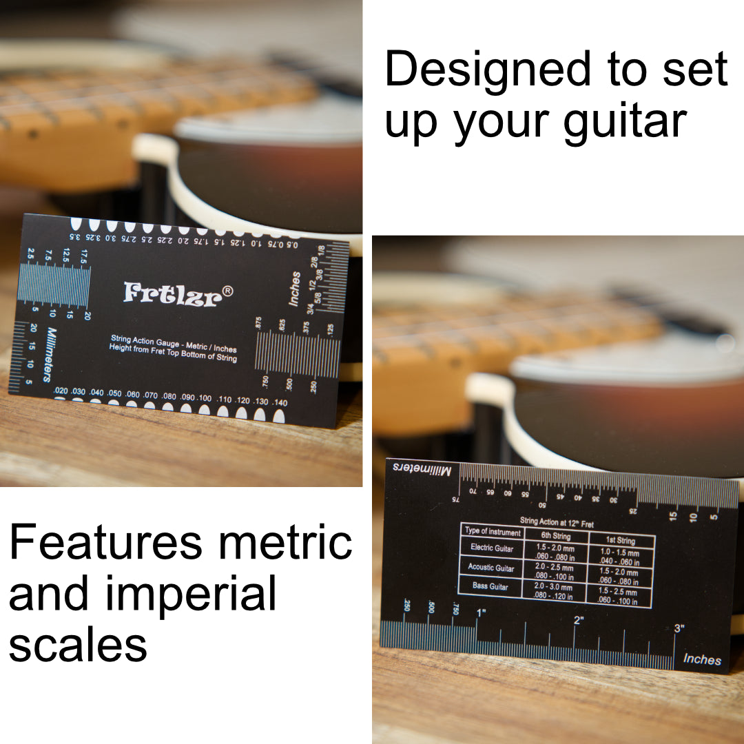 FRTLZR® Checkcard String Action Gauge for Guitar Setup.
