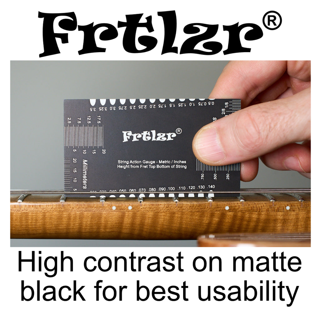 FRTLZR® Checkcard String Action Gauge for Guitar Setup.