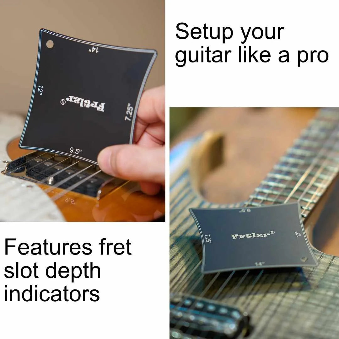 FRTLZR® Radius Gauge with Fret Slot Depth Indicators.